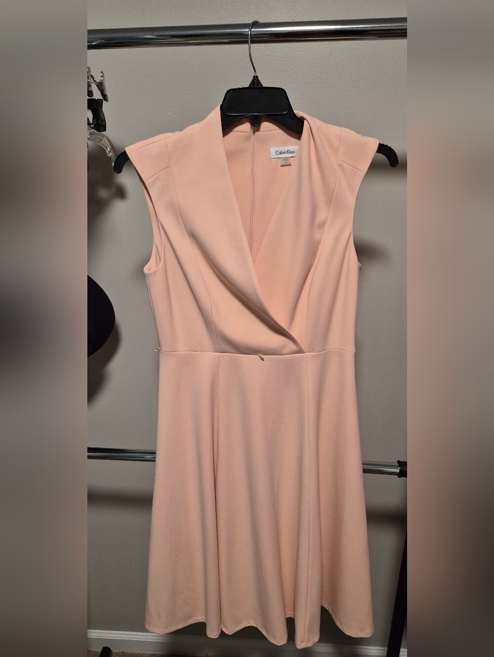Calvin Klein Sleeveless V-Neck Midi Dress in Blush